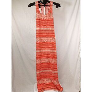 Pink Rose Women's Orange and White Maxi Dress Size Small